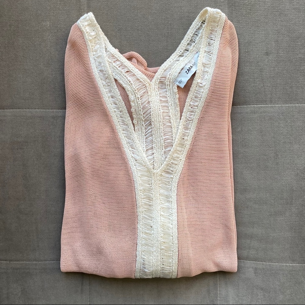 Zara - knit blush pink & white poncho shawl dress - Picture 4 of 7